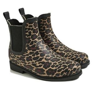 J. Crew Leopard Chelsea Rain Boots